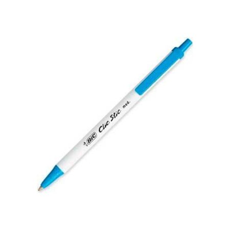 BIC Bic® Clic Stic Ballpoint Retractable Pen, Medium, White Barrel, Blue Ink, Dozen CSM11BE